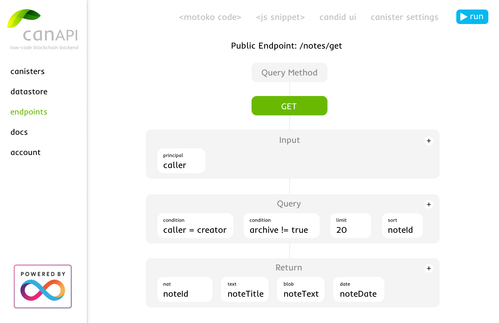 CanAPI low-code Blockchain Backend